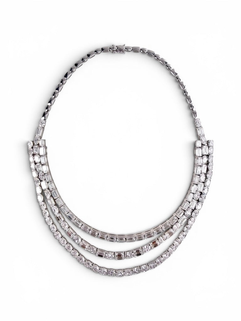 Three-Row Lab Diamond Statement Necklace