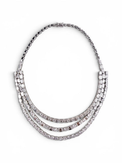 Three-Row Lab Diamond Statement Necklace