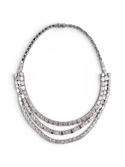 Three-Row Lab Diamond Statement Necklace