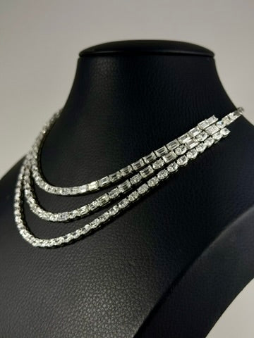 Three-Row Lab Diamond Statement Necklace