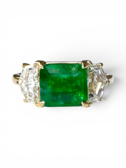 Emerald & Lab-Grown Cadillac Diamond Ring