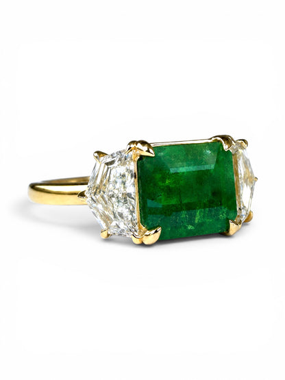 Emerald & Lab-Grown Cadillac Diamond Ring