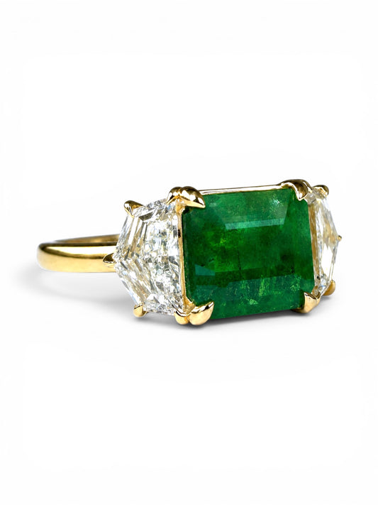 Emerald & Lab-Grown Cadillac Diamond Ring