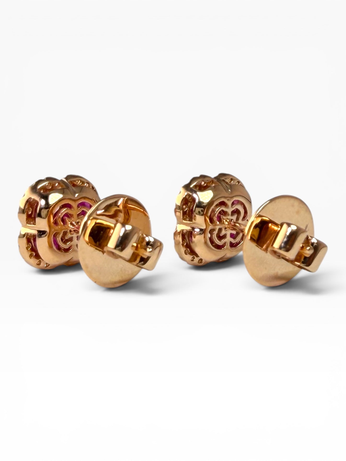 Ruby & Diamond Halo Stud Earrings