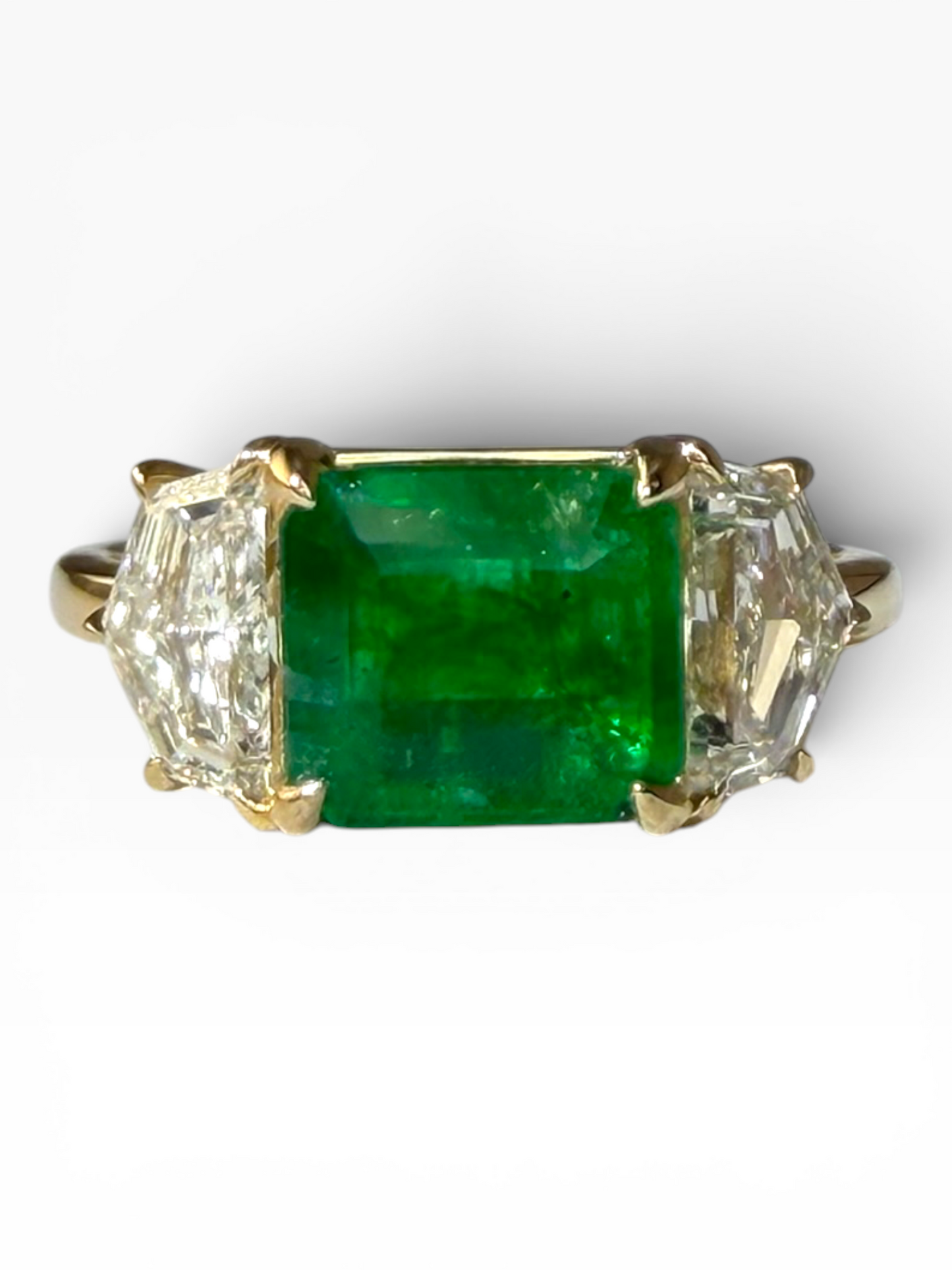 Emerald & Lab-Grown Cadillac Diamond Ring