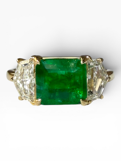 Emerald & Lab-Grown Cadillac Diamond Ring