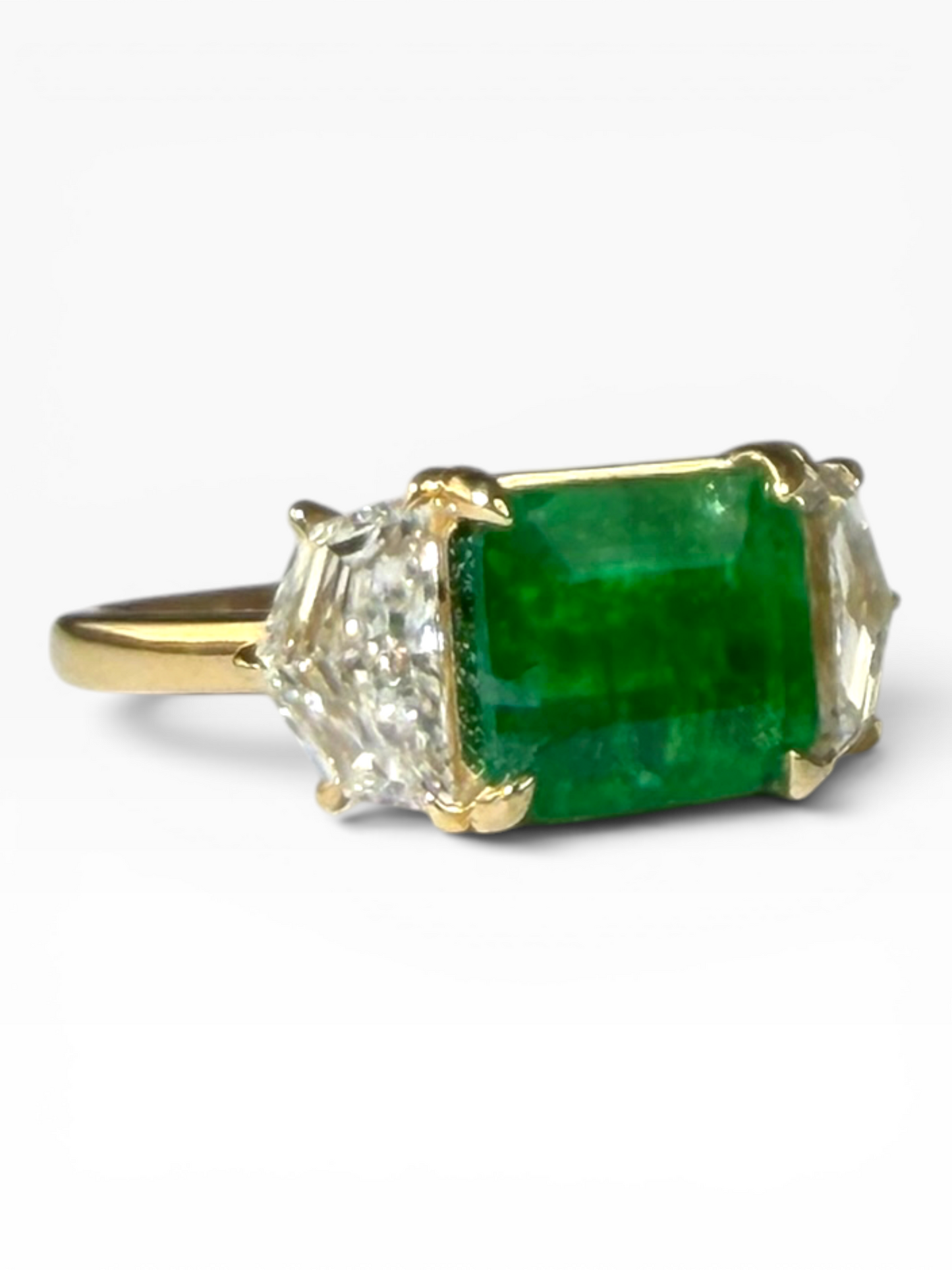 Emerald & Lab-Grown Cadillac Diamond Ring