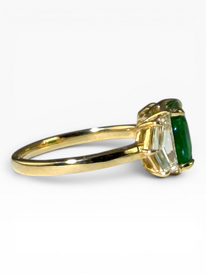 Emerald & Lab-Grown Cadillac Diamond Ring