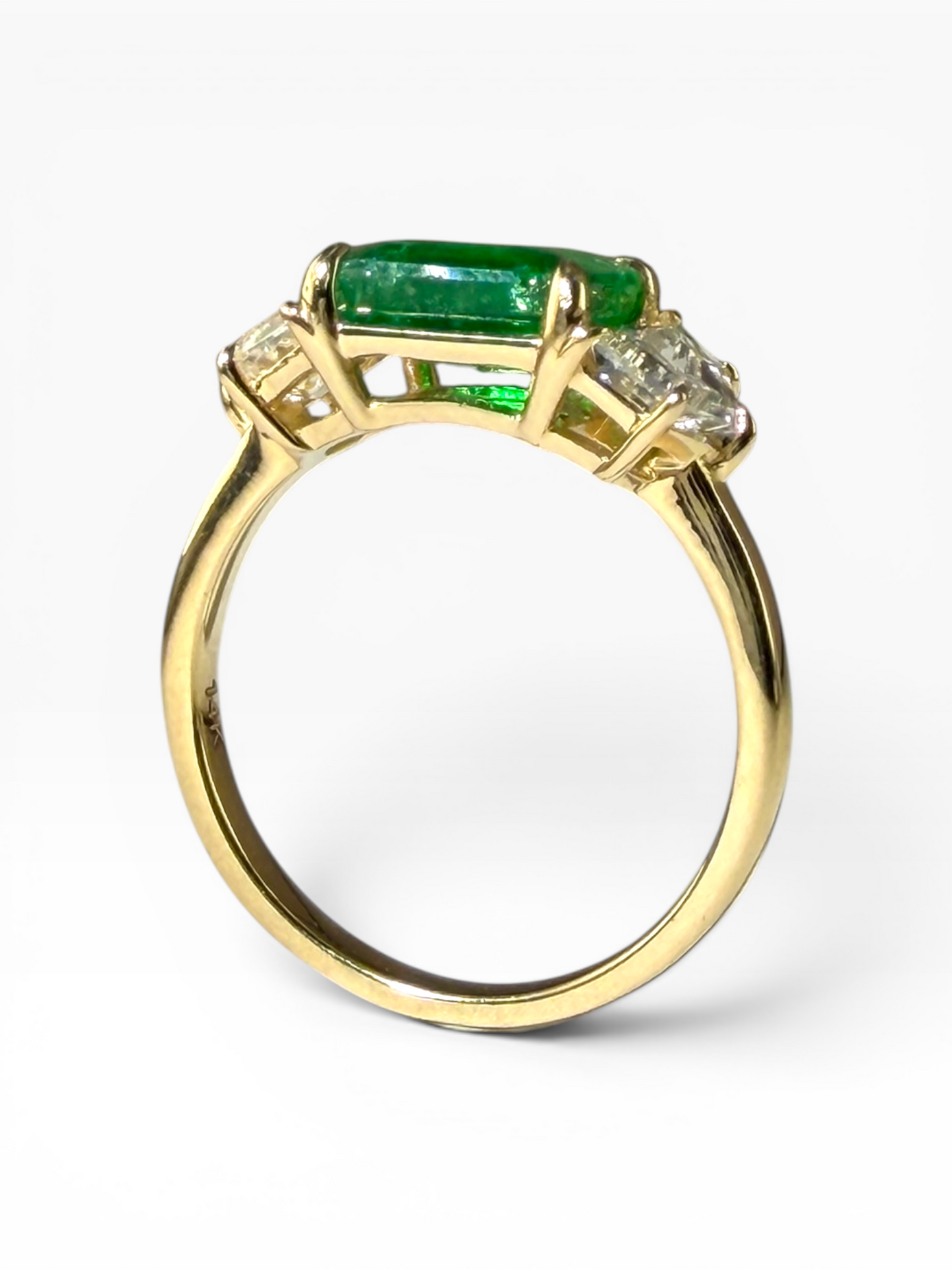 Emerald & Lab-Grown Cadillac Diamond Ring