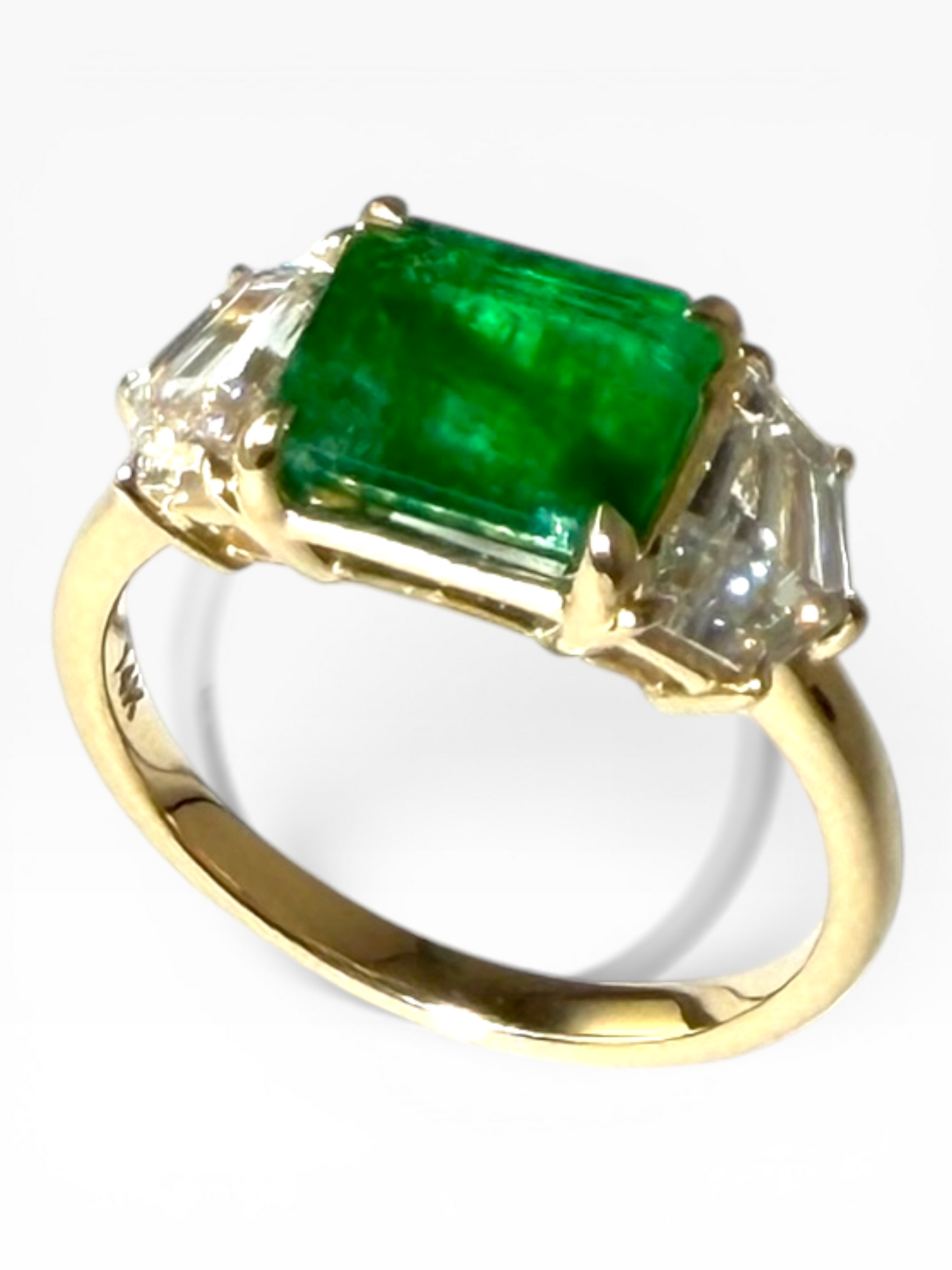Emerald & Lab-Grown Cadillac Diamond Ring
